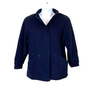 Mackintosh Winter Jacket Womens Navy Blue Wool Long Sleeve Size 14 Vintage Chic